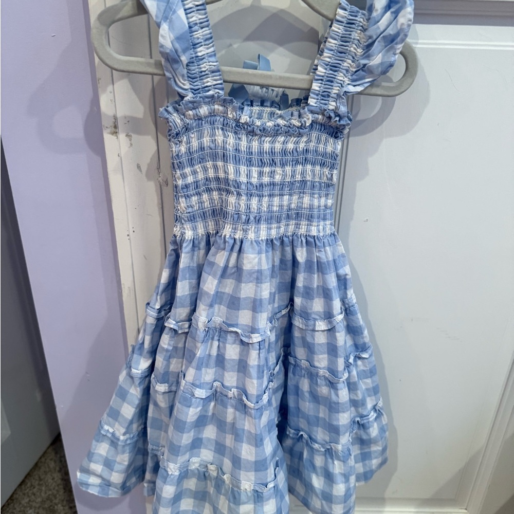 Hill House Light Blue Checkered Kids Dress